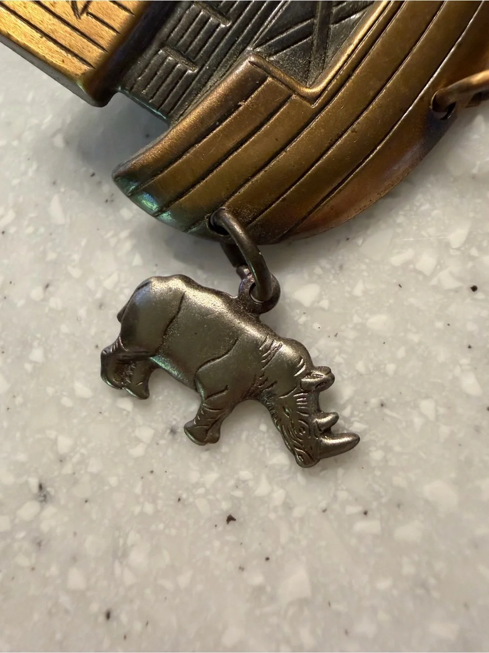 Vintage Noah’s Ark Animal Pin. Gold, silver & bronze colors. Pin Art. USA Made